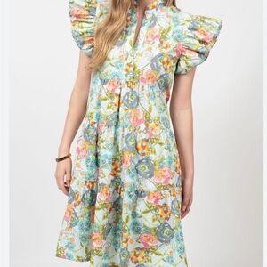 Uncle Frank Colorful Floral Midi Dress SIZE XL 100 % cotton
